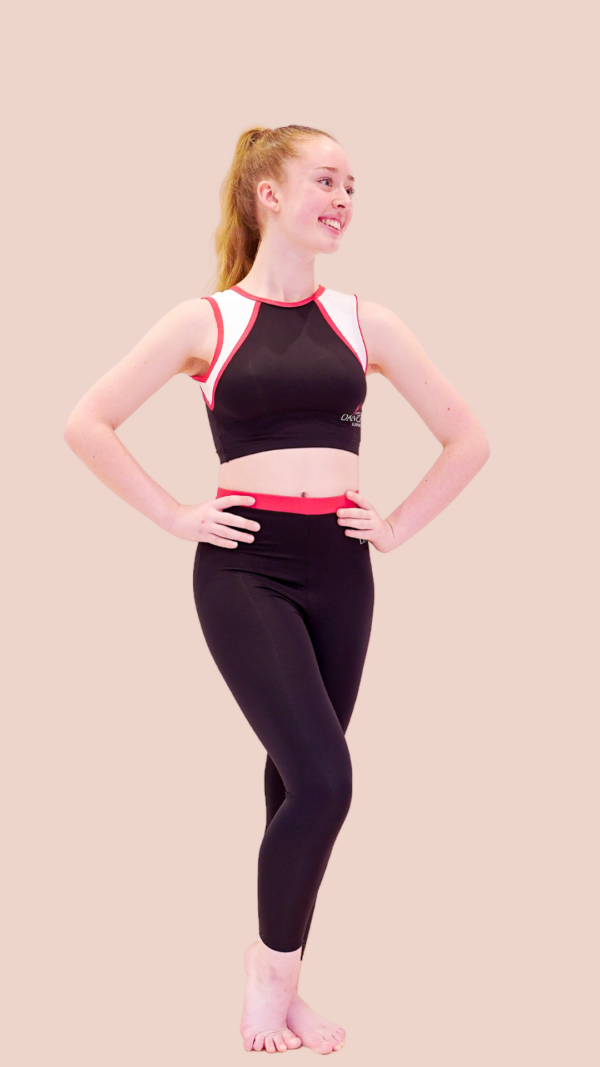 Black Leggings with Red Waistband