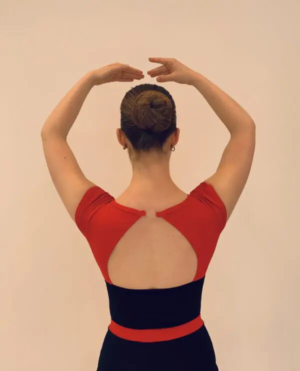 Red and Black Triangle Back Leotard - Image 2