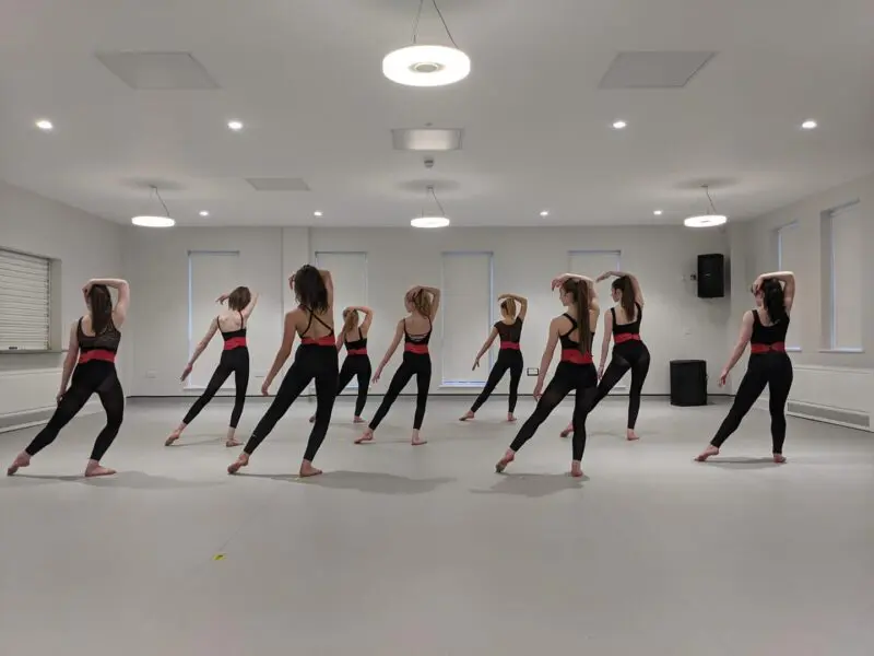 group of dancers in a studio space